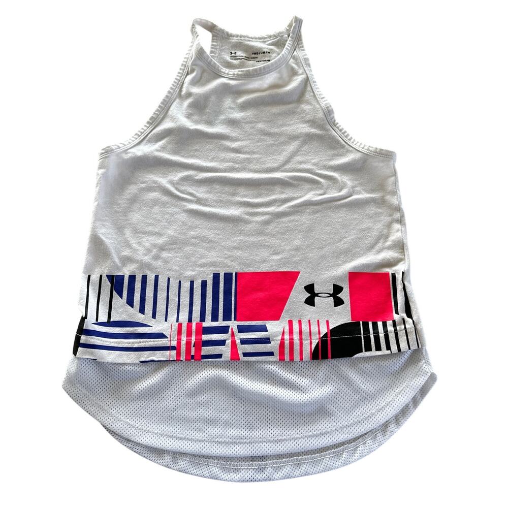 Under Armour White Sleeveless Tank Top - Girls Medium